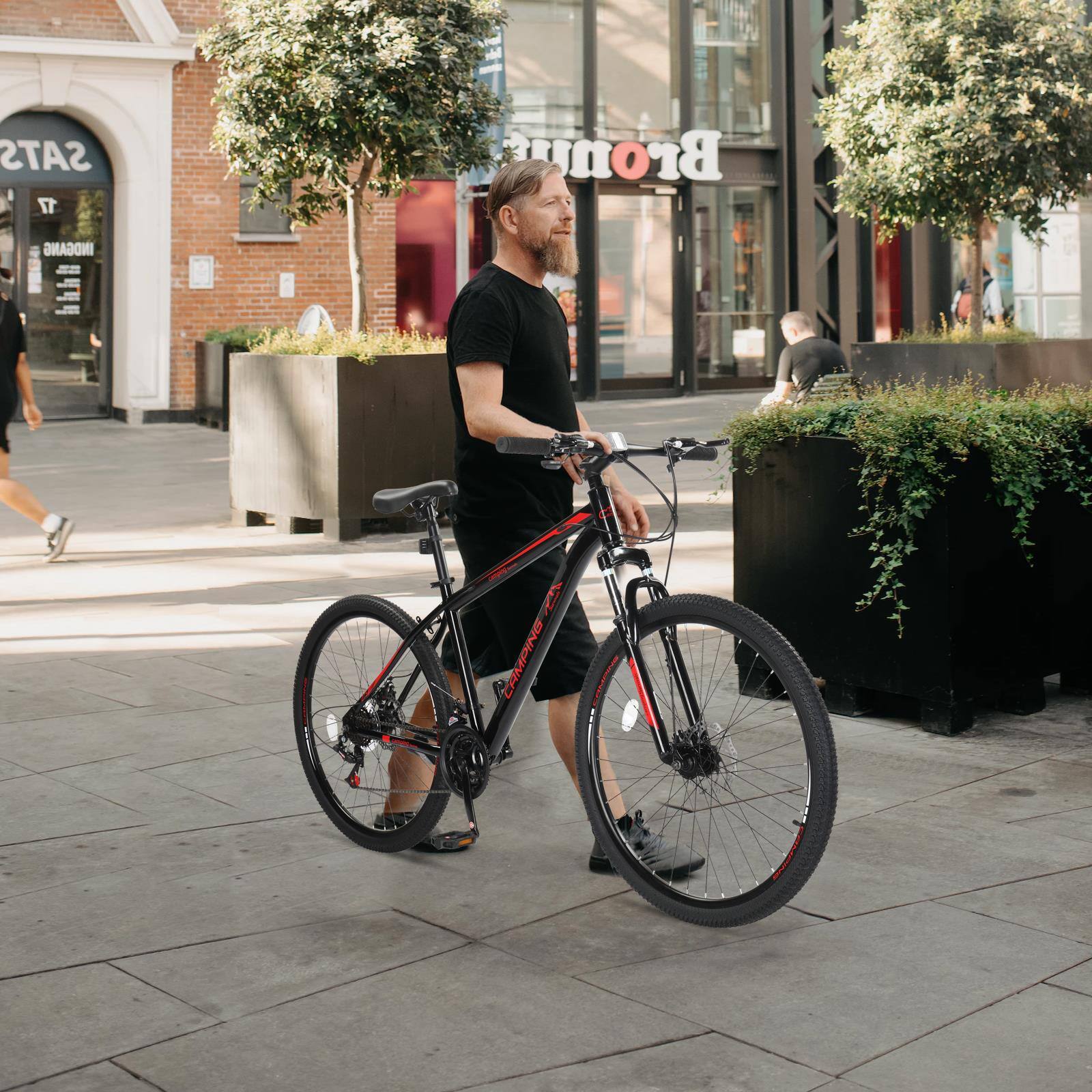 Alt View 3. Winado - 27.5" Mountain Bike 21 Speeds MTB High Carbon Steel Disc Brake Bicycle Men High Carbon Steel Frame Suspension Fork - Black.