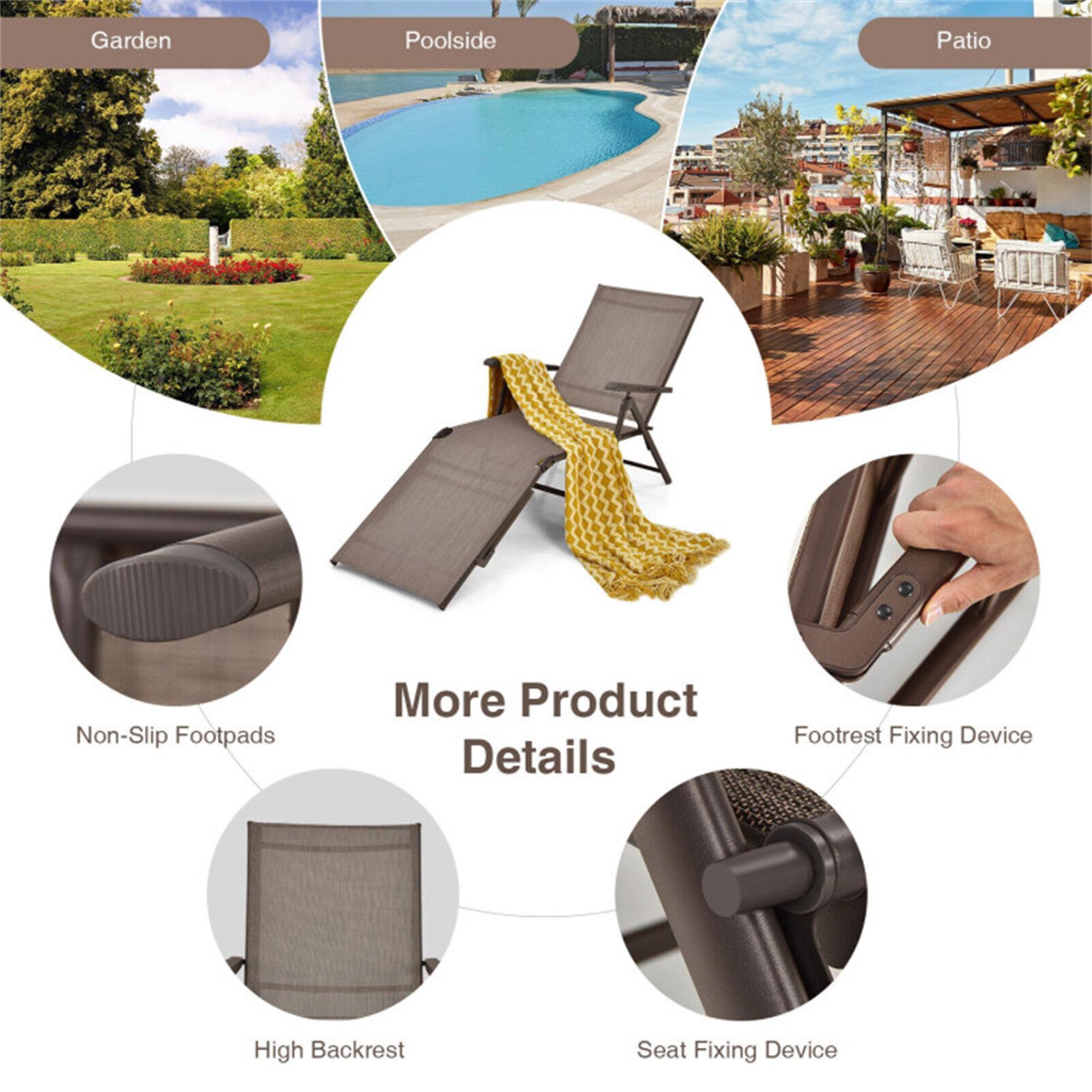 Garden Poolside Patio

More Product Details

- Non-Slip Footpads
- High Backrest
- Footrest Fixing Device
- Seat Fixing Device