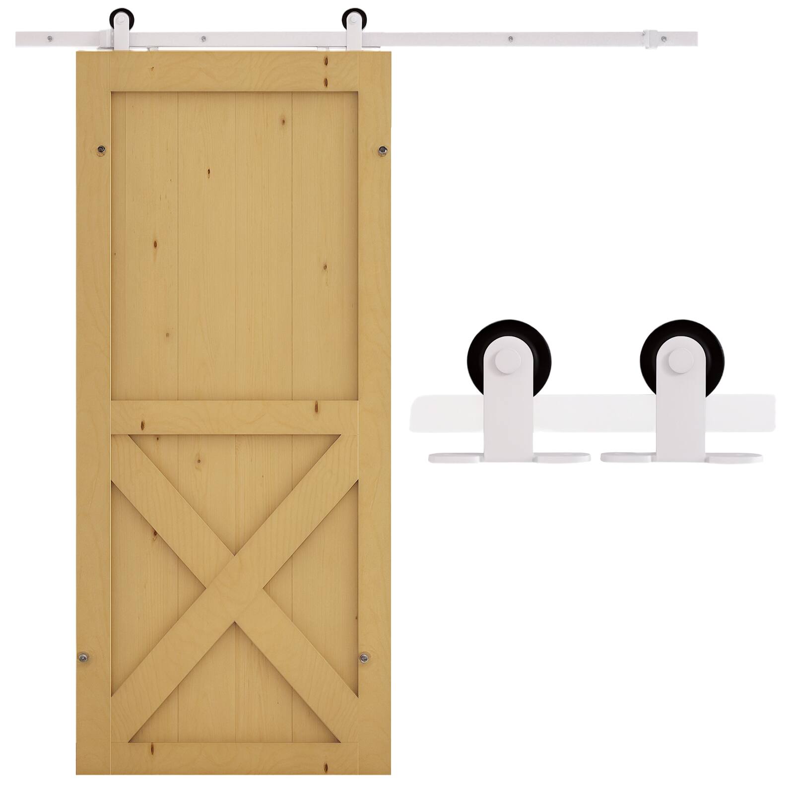 Homcom - Rustic Interior Sliding Barn Door Mounting Hardware Kit -