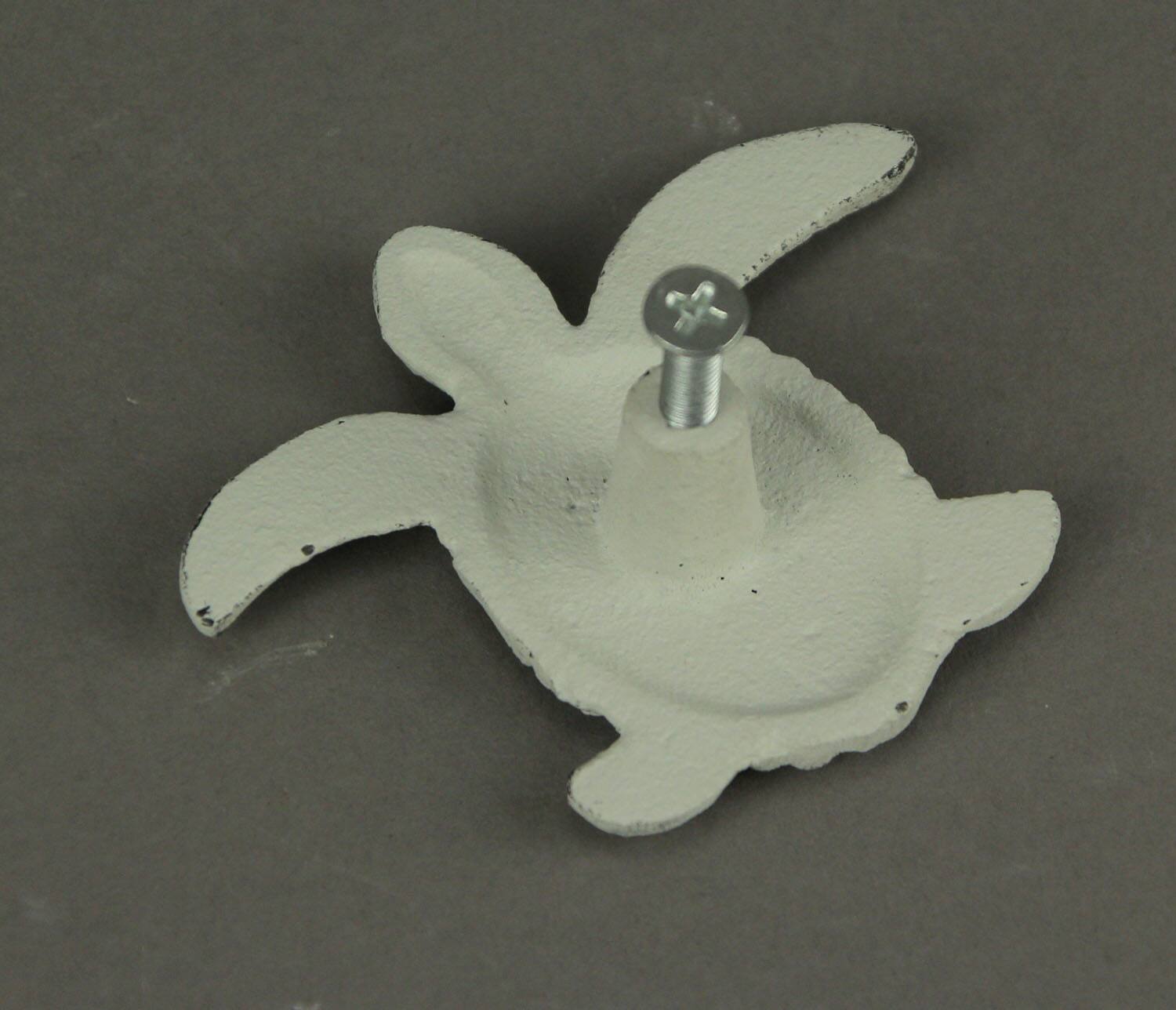 Alt View 4. Zeckos - Cast Iron Sea Turtle Handle Drawer Pull Cabinet Knob Beach Decor Set of 12 White - White.