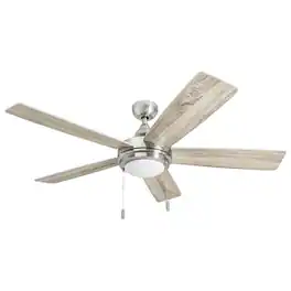 Honeywell - Ventnor 52" Modern Farmhouse LED Ceiling Fan with Pull Chain, Nickel - Brushed Nickel