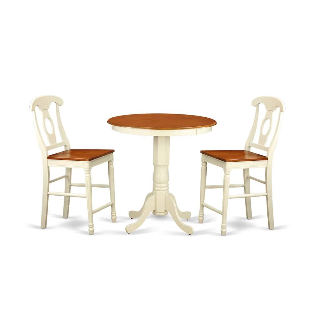 East West Furniture - 3 Pc counter height Dining room set - counter height Table and 2 Dining Chairs - Buttermilk & Cherry price history on PriceWatchPro