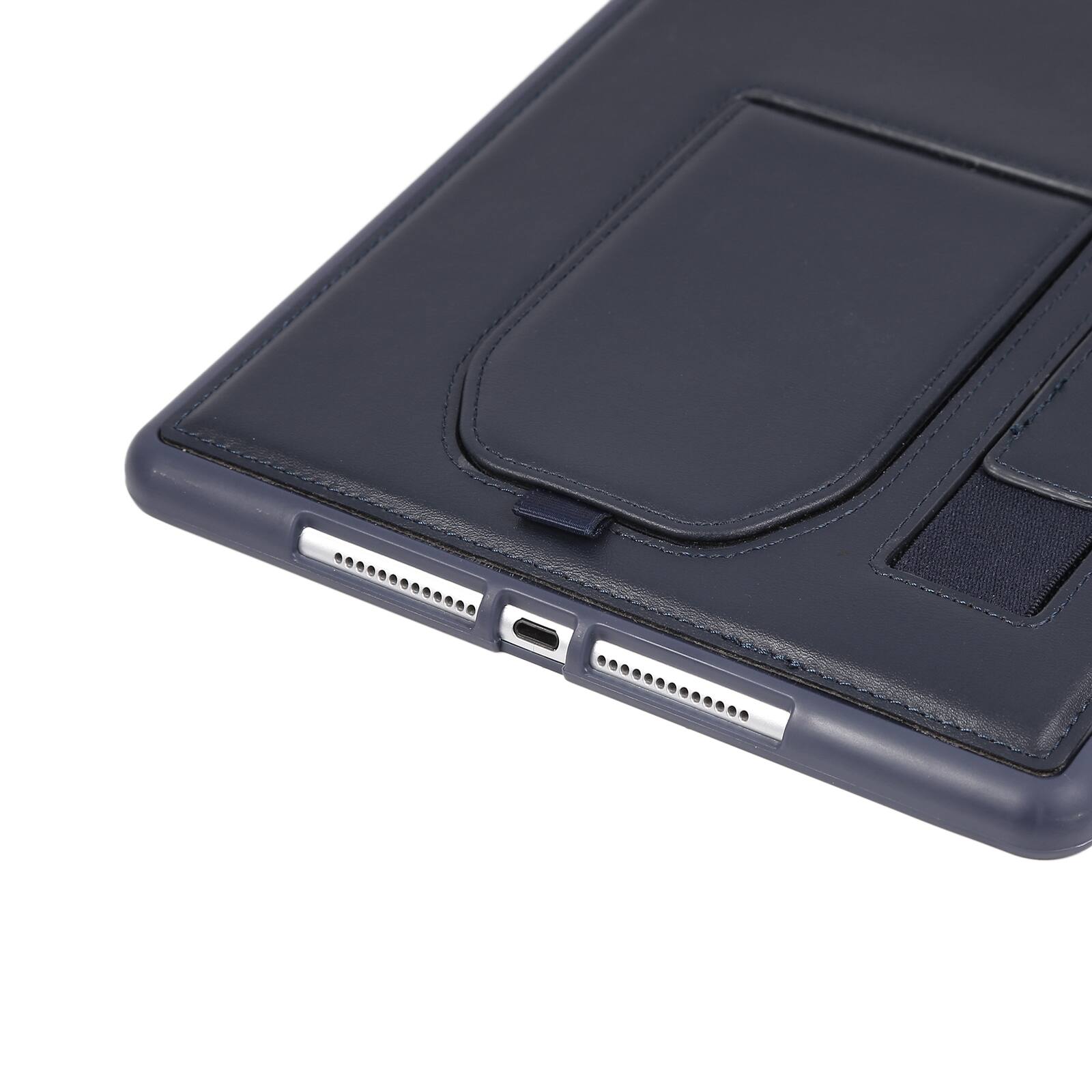 Alt View 3. Dteck - Shockproof Case for Apple iPad (9th Generation) 10.2" 2021 with Hand Strap Kickstand, PU Leather TPU Protective Cover - Blue.