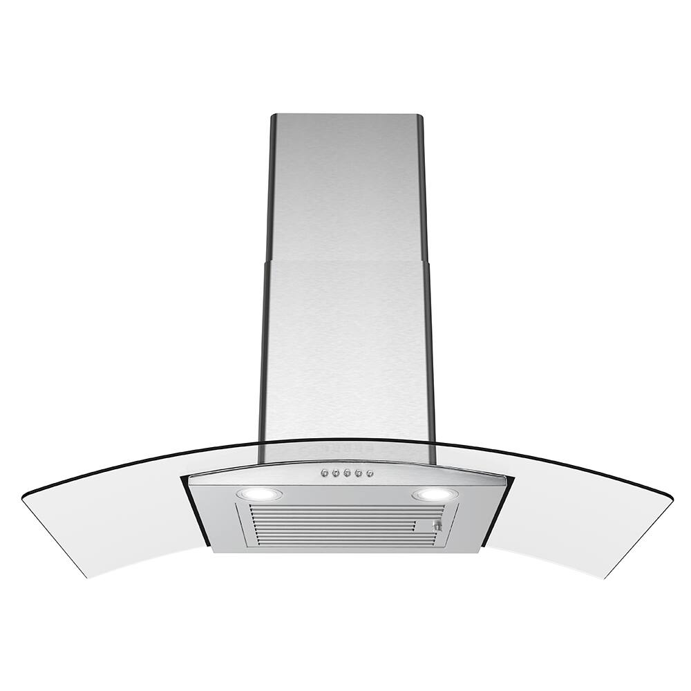 Angle. Streamline - 36 in. Borsari Ducted Wall Mount 220 CFM Range Hood, Baffle Filters, Push Button Control, LED Lights - Brushed Stainless Steel.