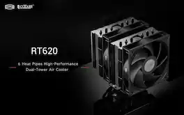 PCCOOLER - RT620 BK CPU Air Cooler, 6 Heat pipes, dual tower dual fans - Black