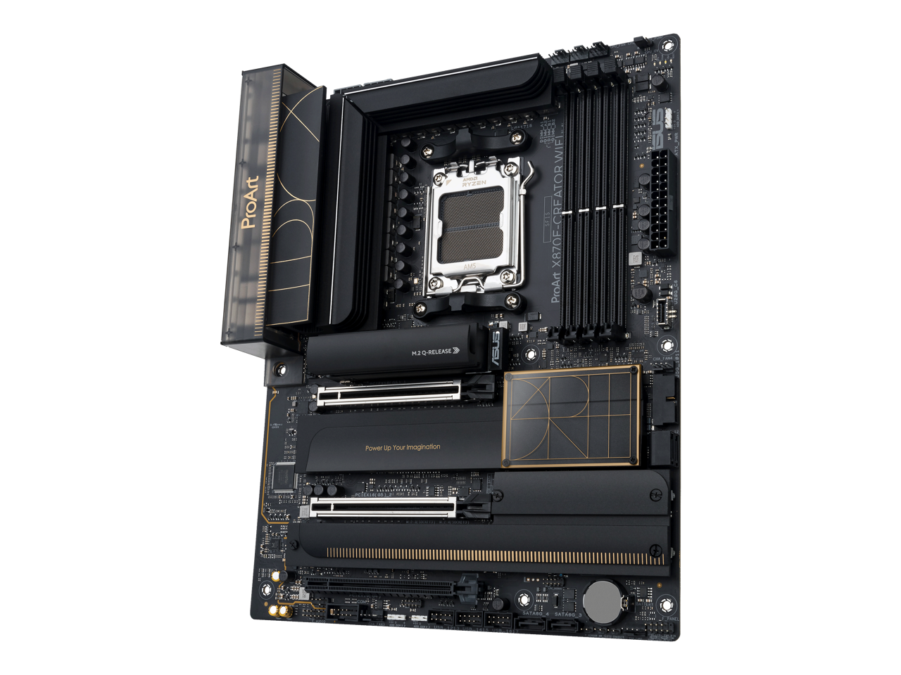 ProArt AMO - RYZEN AMS TE WIF ATOR RF SFES X870F-CF  
ProArt ATR_PWR 5080 A  
Q-RELEASE  
Power Up Your Imagination  

M2Q-RELEASE  

ProArt CREATOR WIFI  
X870F-CF