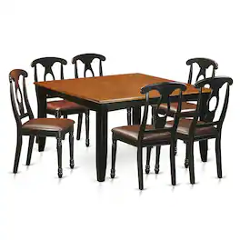 East West Furniture - 7 PC Dining room set-Dining Table and 4 Wood Dining Chairs - Black & Cherry