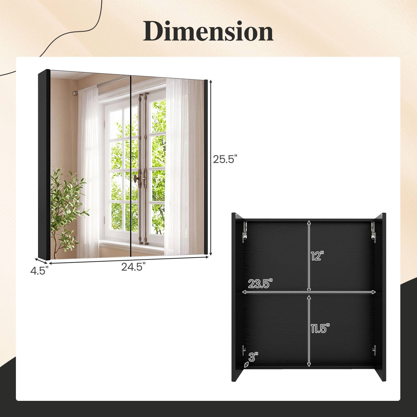Dimension  
25.5"  
4.5"  
24.5"  
23.5"  
12"  
11.5"