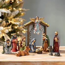 Glitzhome - 11pcs Resin Nativity Figurine Set (KD) - Multi-Colored