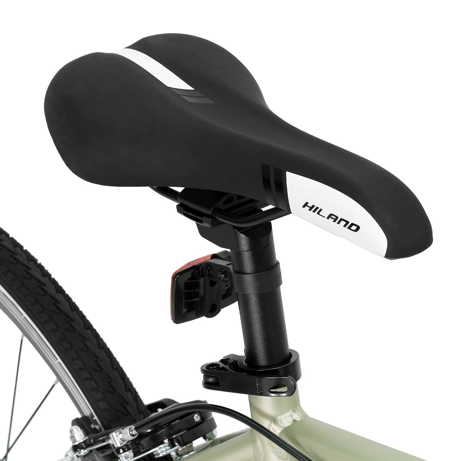 Alt View 8. HILAND - HILAND Flow 700C Adult Hybrid Bike, 7 Speeds Commuter Bicycle for Men Women, Aluminum Alloy Frame, Green - green.