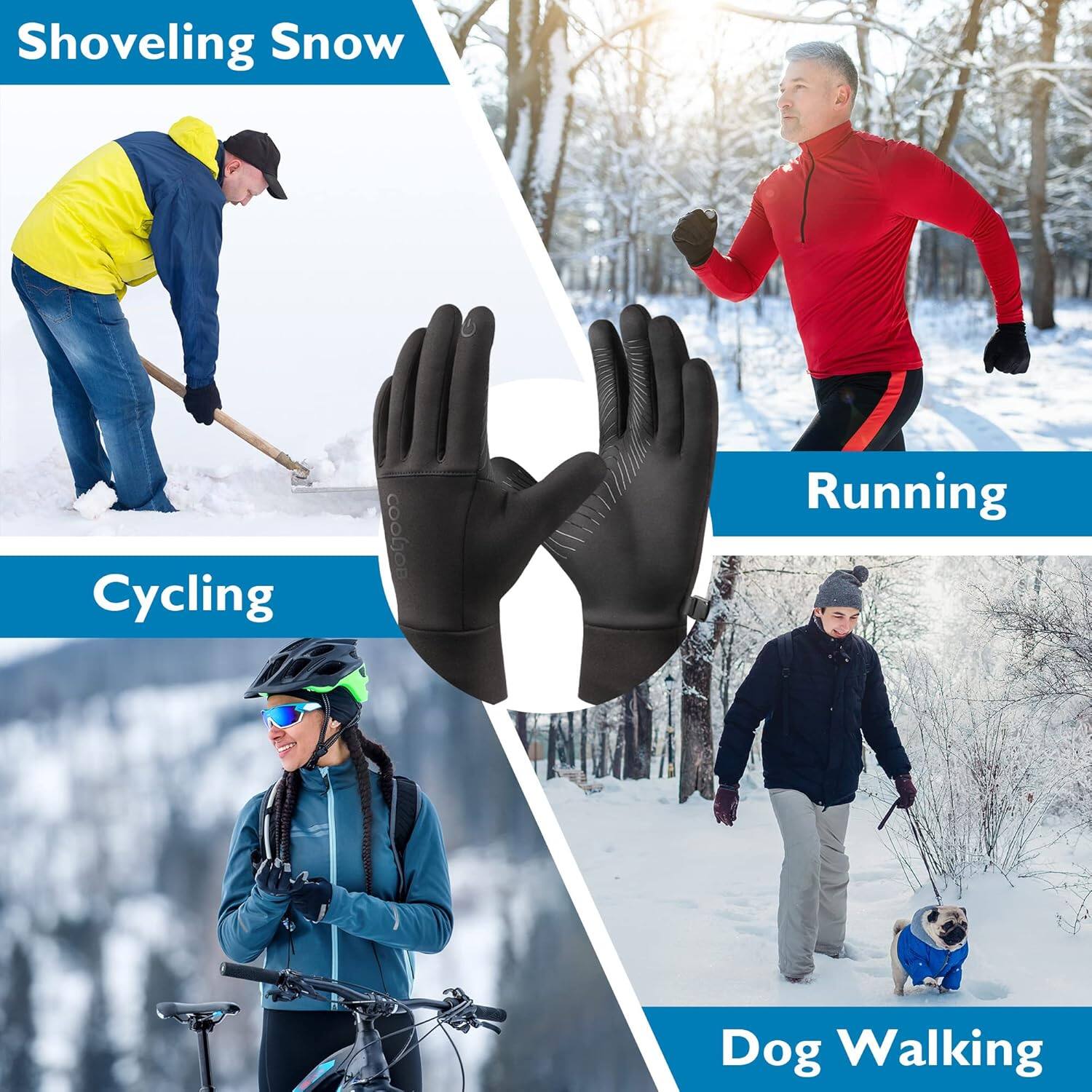Shoveling Snow  
Cycling  
Running  
Dog Walking