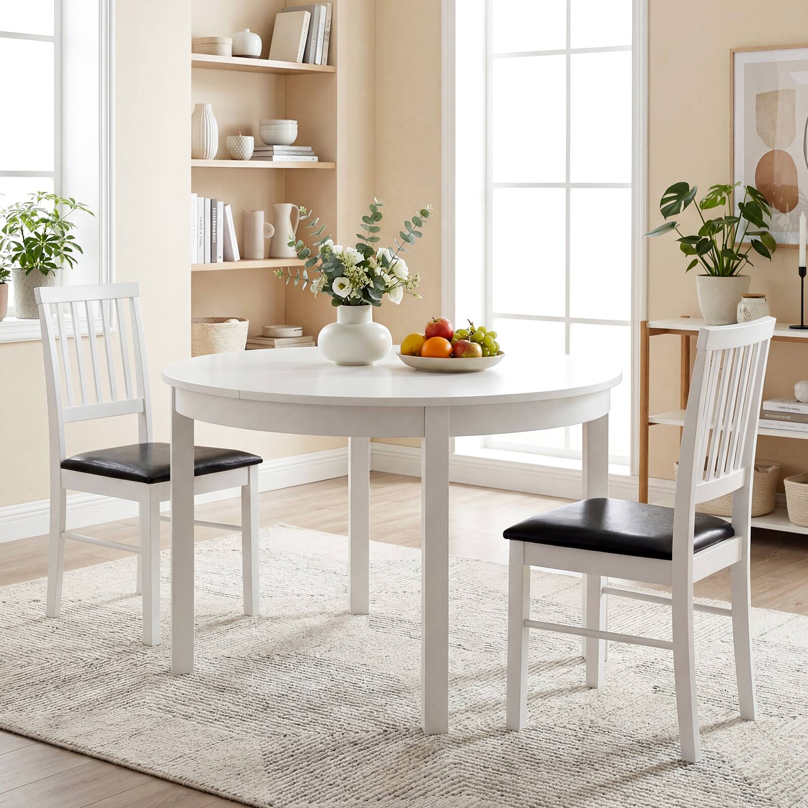 Alt View 1. Gymax - Gymax Dining Chairs Set of 2 w/ Hollowed Backrest Padded Seat & Rubber Wood Legs - White.