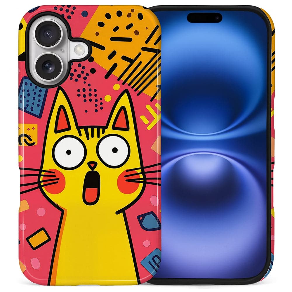 BUBM - Smartphone Case for iPhone - 2-Layer Durable Smartphone Protection Case - Surprised Cat - Surprised Cat for iPhone 16 Plus