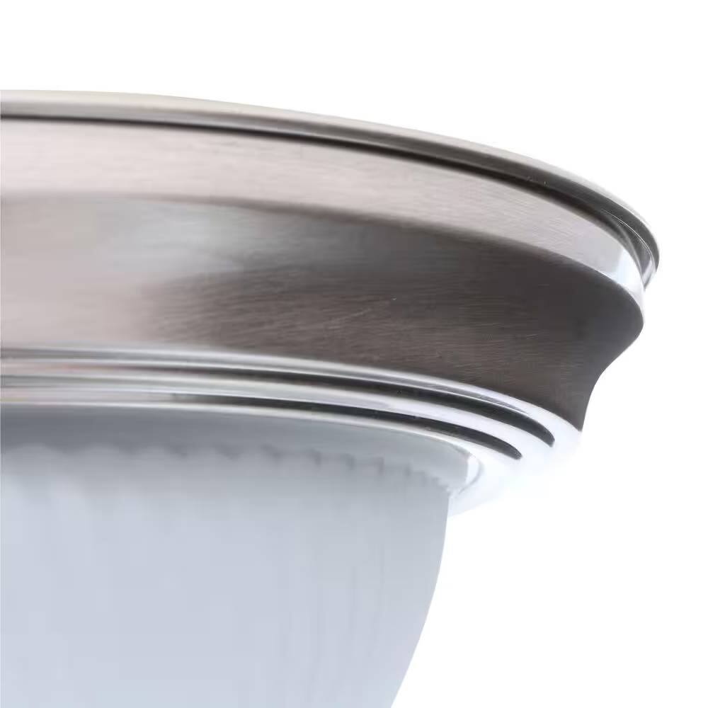 Alt View 1. Hivvago - Round 11-inch Brushed Nickel Flush Mount Ceiling Light with Frosted Glass Shade - Nickle.