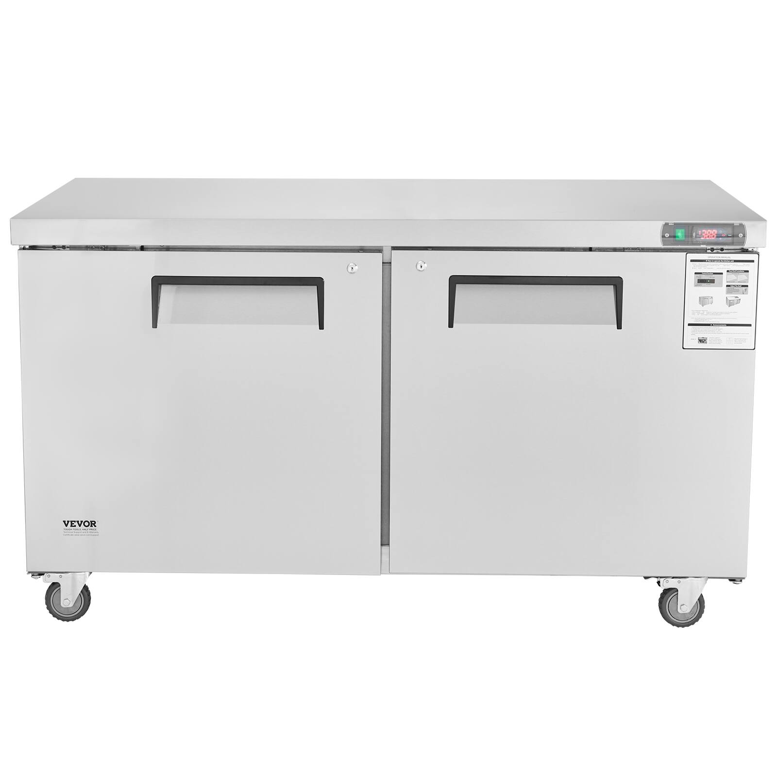 Alt View 5. VEVOR - 60" Commercial Refrigerator Sandwich & Salad Prep Table, 16.4 Cu. Ft Stainless Steel Refrigerated Food Prep - Sliver.