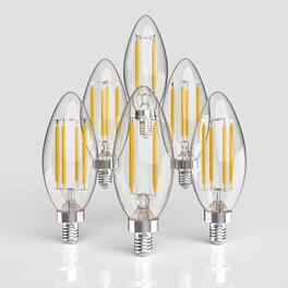 Jonathan Y - Vintage Non-Dimmable C35-4W LED Edison Bulbs with E12 Base, 80+ CRI, Warm White 2700K, 420 Lumens, (Pack of 6) - Clear
