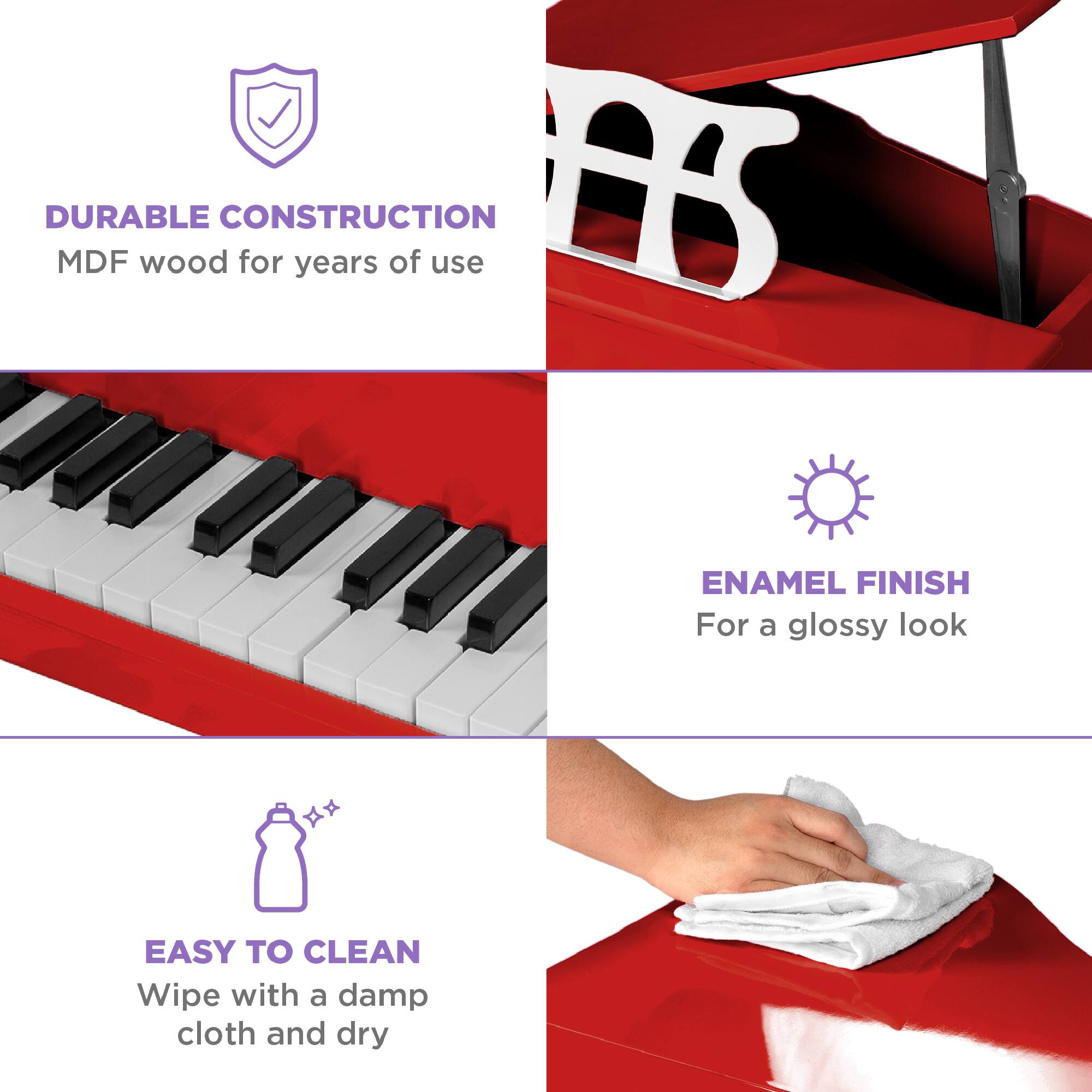 DURABLE CONSTRUCTION  
MDF wood for years of use  

ENAMEL FINISH  
For a glossy look  

EASY TO CLEAN  
Wipe with a damp cloth and dry