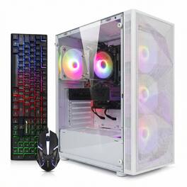 STGAubron - Gaming Desktop PC, AMD Ryzen 5 5600GT up to 4.6Ghz, Radeon RX 6500 4G Graphics, 16G DDR4 RAM, 1TB SSD, WIN11H - White