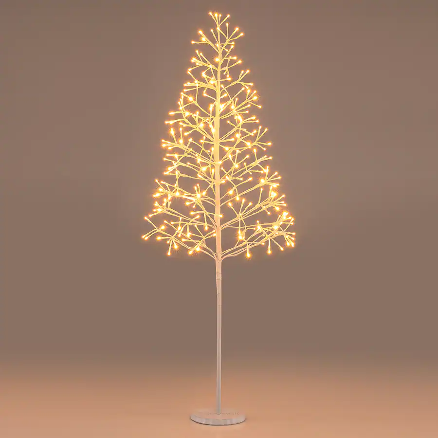 Gymax 5 FT Lighted Birch Tree w/ 240 Warm Light LED Lights Weighted ...