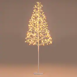 Gymax - 5 FT Lighted Birch Tree w/ 240 Warm Light LED Lights Weighted Base - White