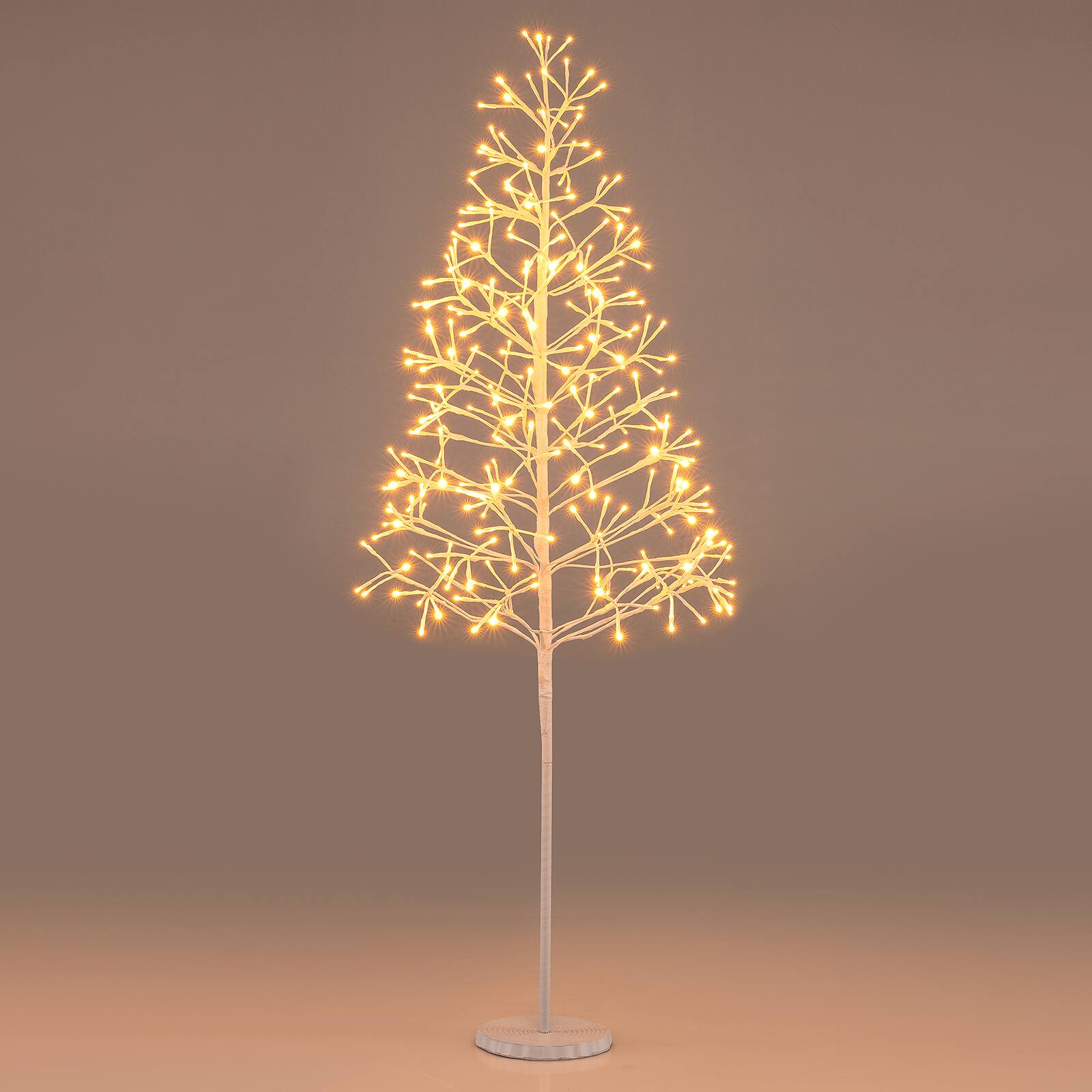 Gymax 5 FT Lighted Birch Tree w/ 240 Warm Light LED Lights Weighted ...
