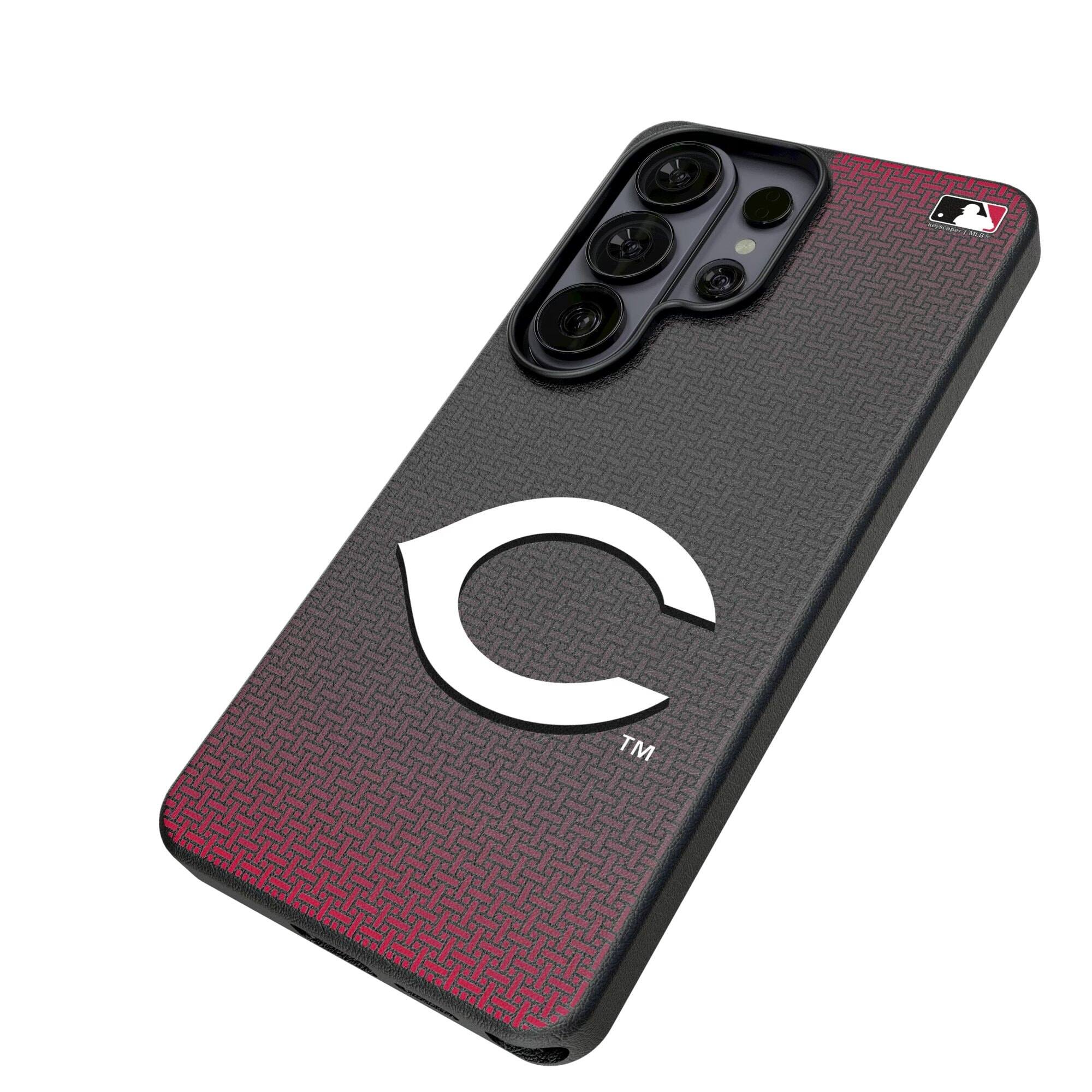 Alt View 1. Keyscaper - Cincinnati Reds Linen Galaxy Magnetic Bump Case - S25 Ultra - Black.