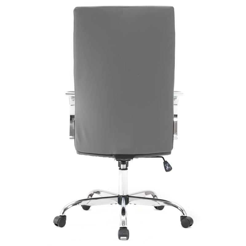 Alt View 7. LeisureMod - Set of 6 Sonora High-Back Ergonomic Leather Upholstered Desk Office Chair with Chrome Finish Base for Home Office - Grey.