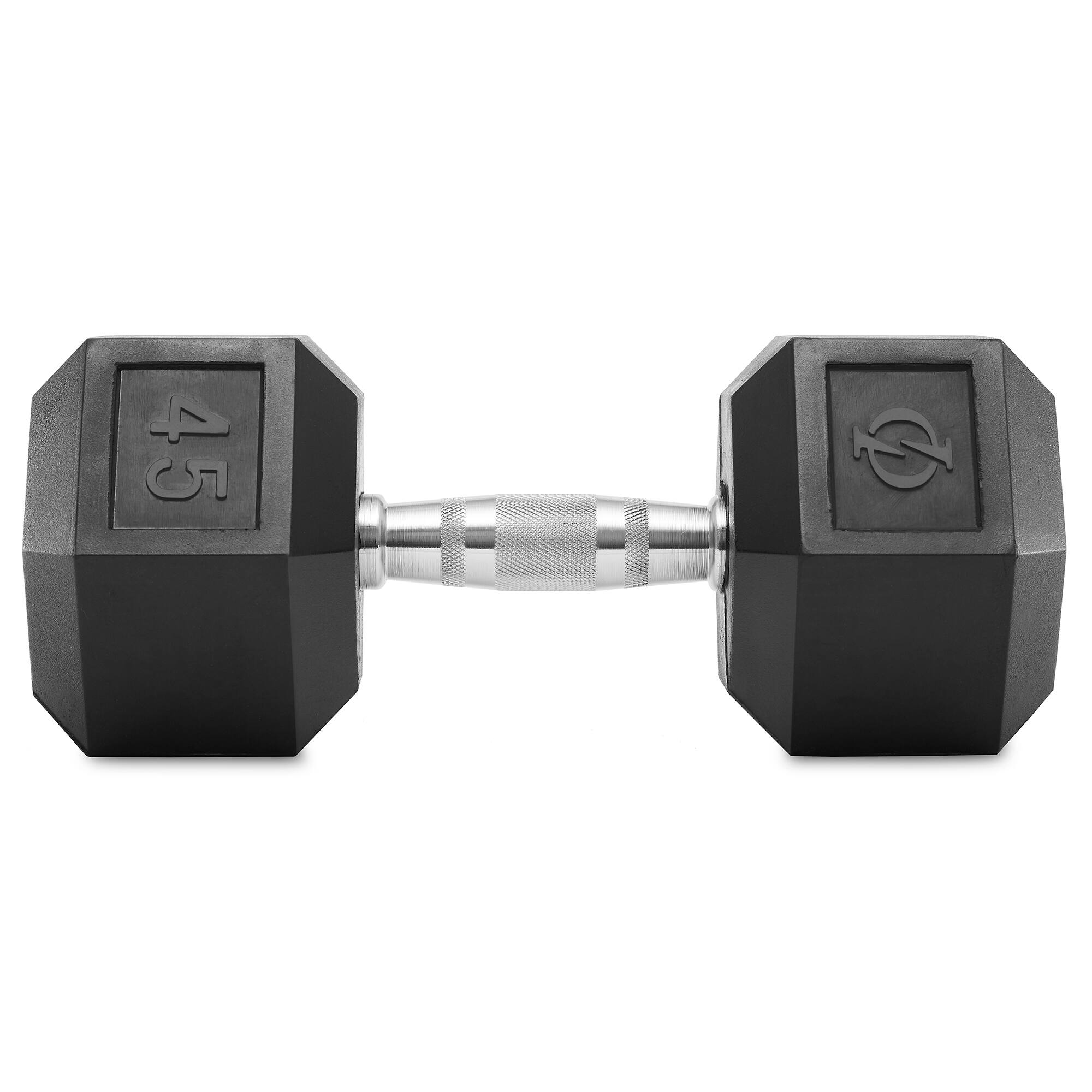 Alt View 1. Philosophy Gym - Rubber Coated Hex Dumbbell - Cast Iron Hand Weights - 25-lbto 50 Pound - Black.