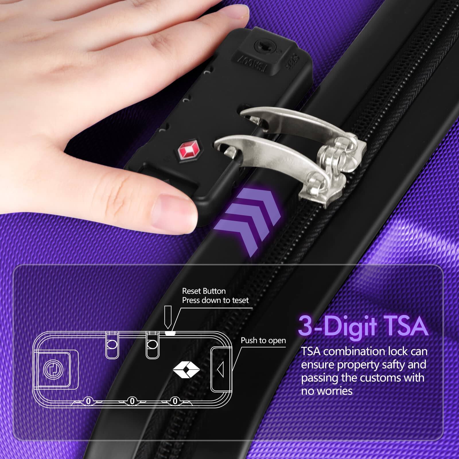 a L2b0oN Reset Button Press down to reset 3-Digit TSA Push to open TSA combination lock can ensure property safety and passing the customs with no worries