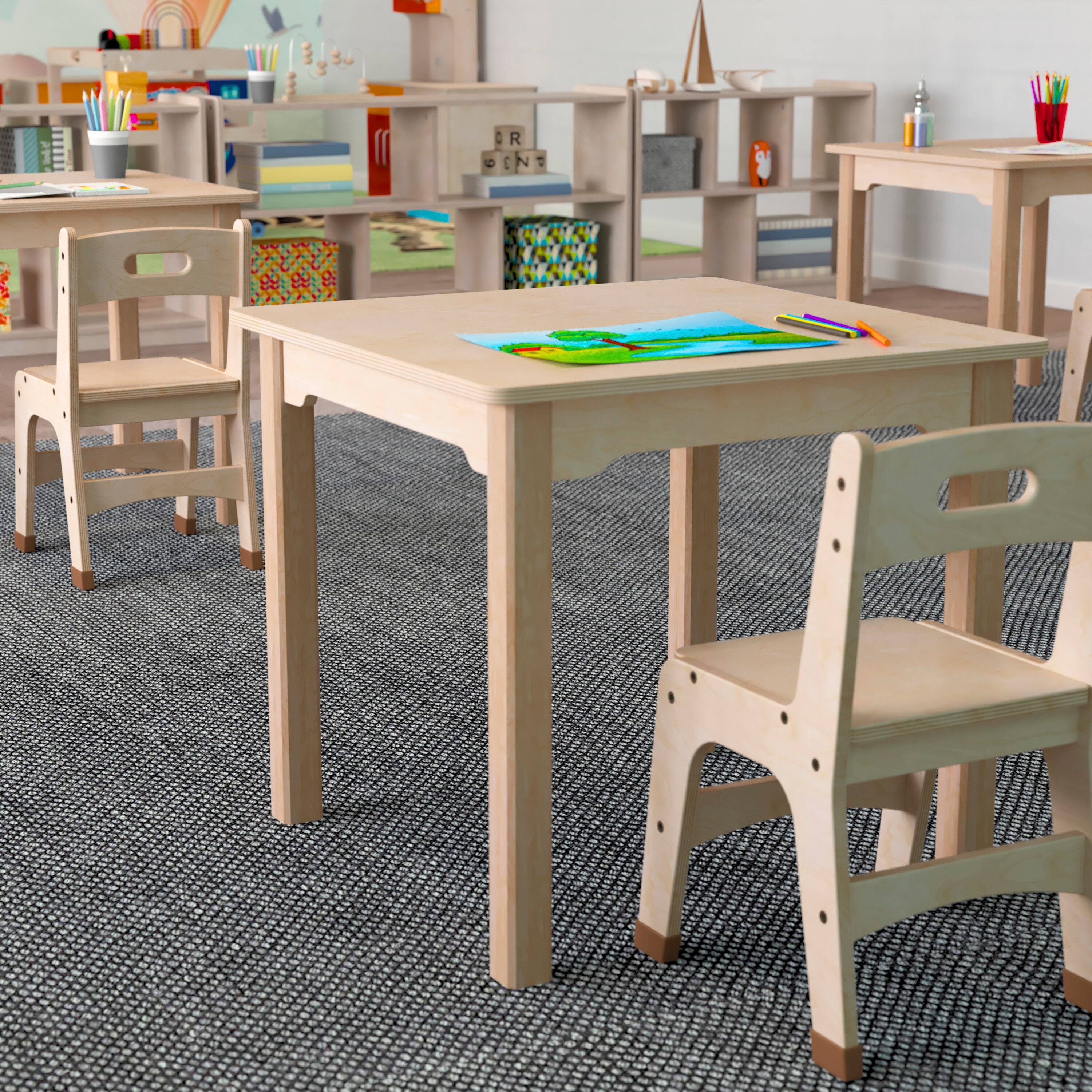 Alt View 3. Flash Furniture - Bright Beginnings Commercial Grade Wooden Square Preschool Classroom Activity Table, (23.5"W x 21.25"H), Beech - Natural.