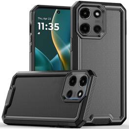 Kitcheniva - Rugged Fused Shockproof Hybrid Case Plus Tempered Glass For Moto G Stylus 2026/2025 - Black