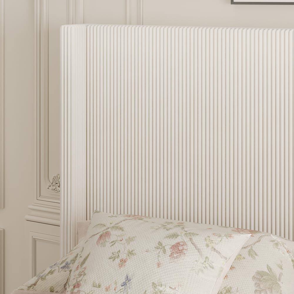 Alt View 1. GARVEE - Floating Upholstered Bed Frame with LED Lights and Storage Headboard, Solid Slats, Easy to Assemble - Grey.