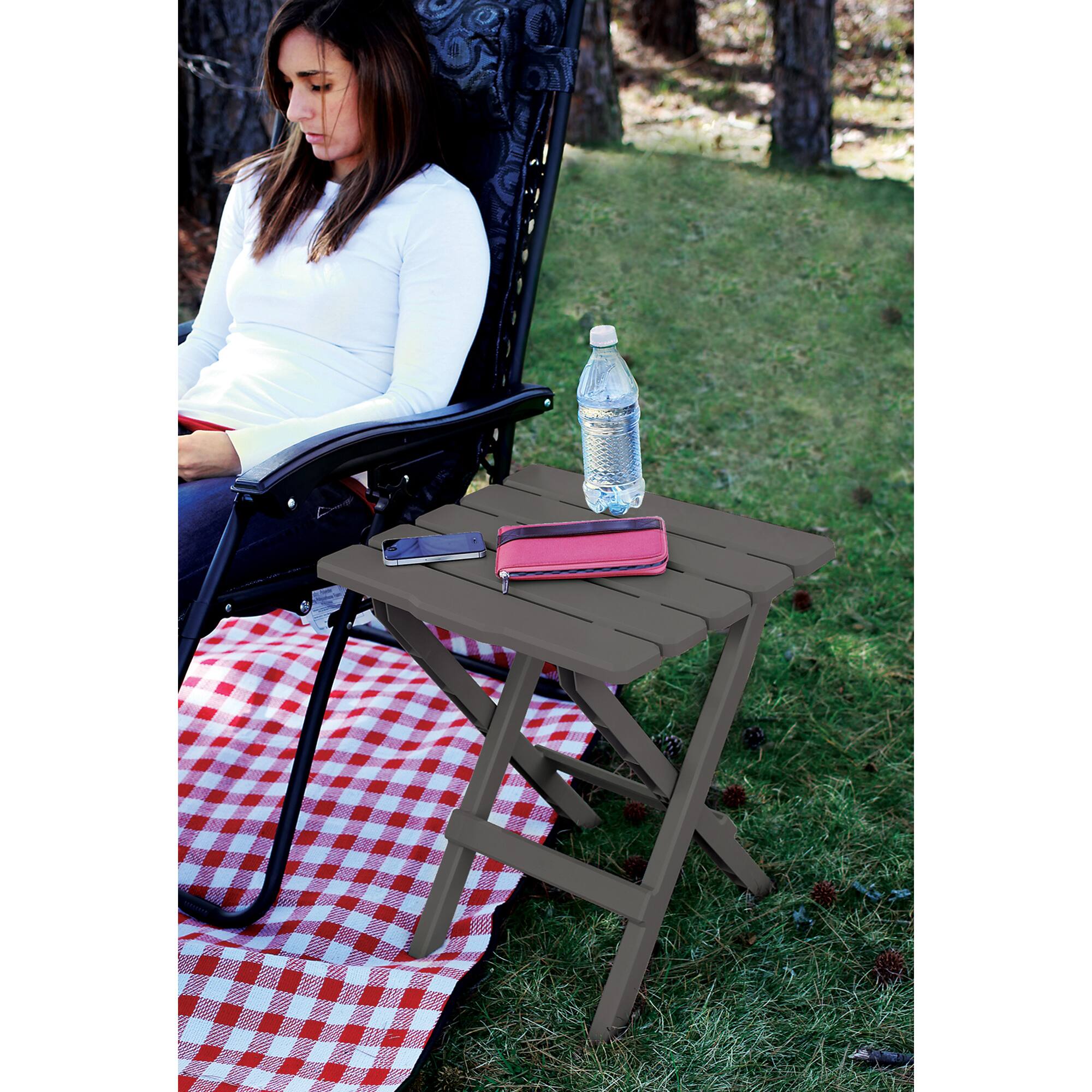 Alt View 1. Camco - Camco 51885 Large Adirondack Portable Outdoor Furniture Folding Table, Charcoal - Gray.