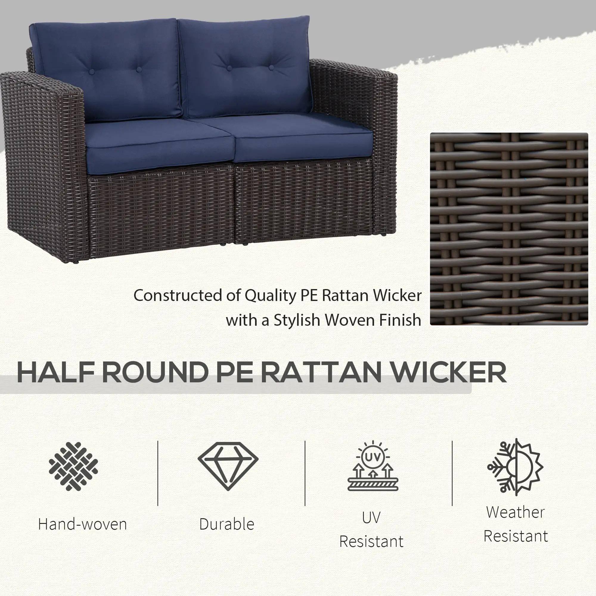 Constructed of Quality PE Rattan Wicker with a Stylish Woven Finish, HALF ROUND PE RATTAN WICKER, Hand-woven, Durable, UV Resistant, Weather Resistant