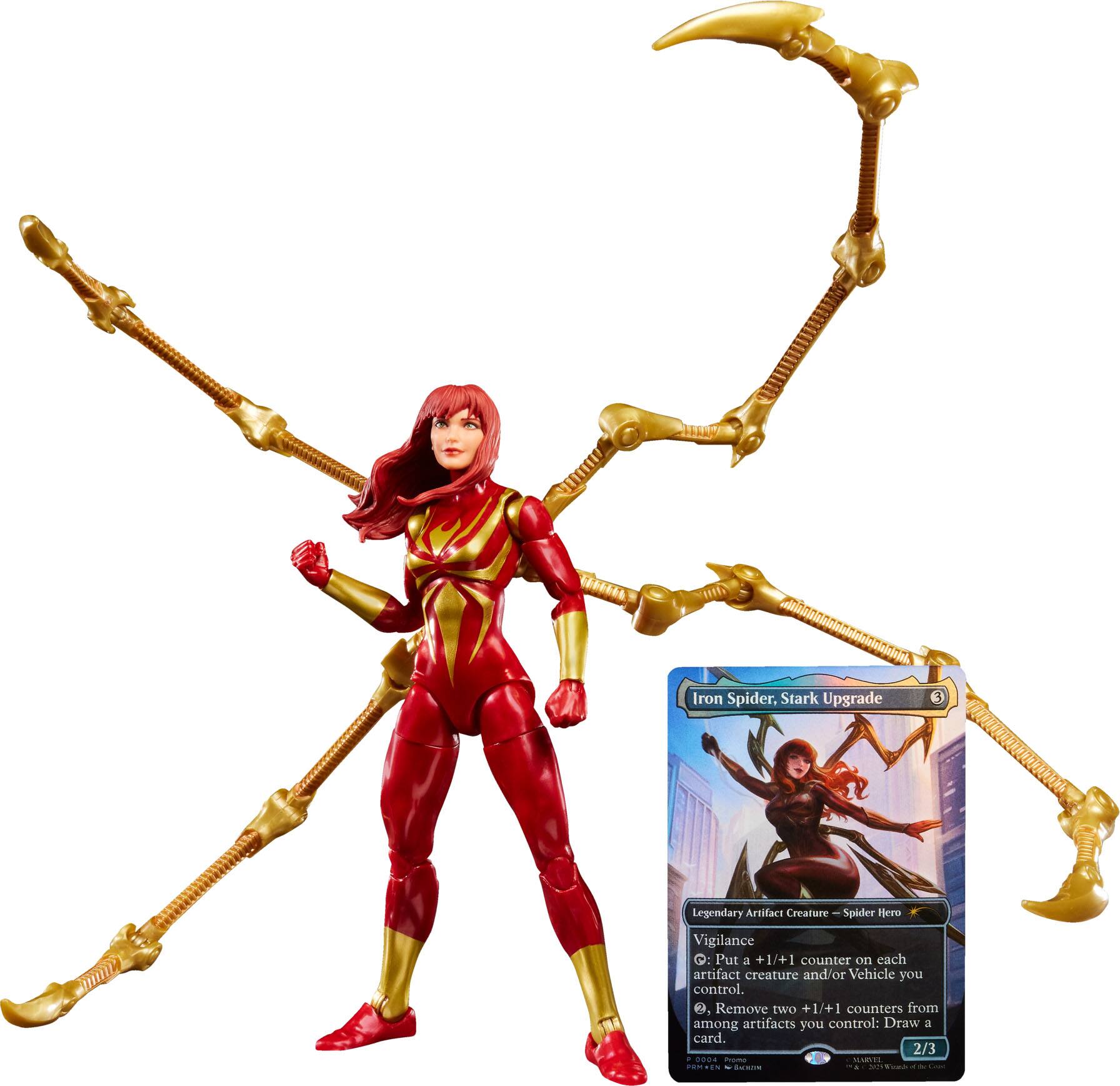 Iron Spider, Stark Upgrade  
Legendary Artifact Creature - Spider Hero  
Vigilance  
Q: Put a +1/+1 counter on each artifact creature and/or Vehicle you control.  
R: Remove two +1/+1 counters from among artifacts you control: Draw a card.  
2/3
