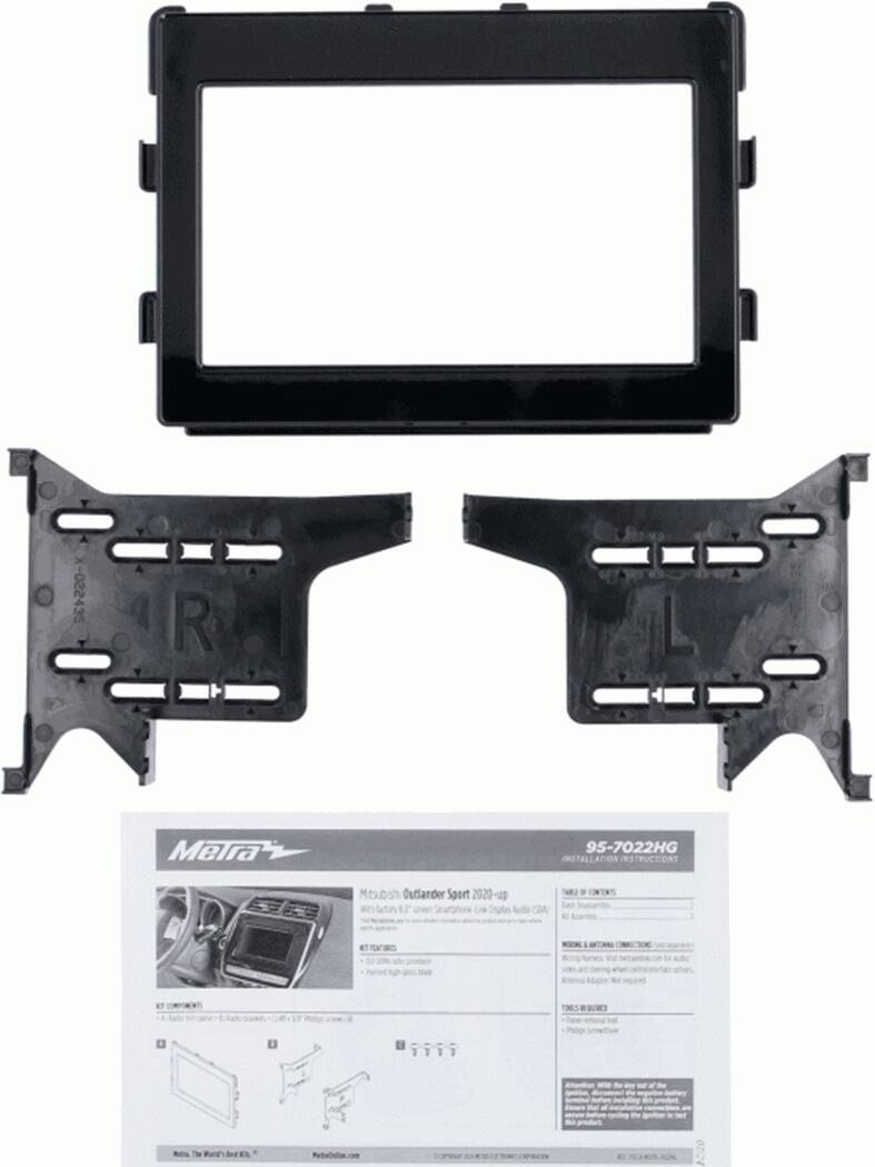 The text on the image reads: X-022435 R Melra 95-7022HG INSTALLATION STRUCTURE Mitsubishi Outlander Sport 2020-2017 Liftgate Coupler CR TM. NTS B I ET R 3717 1.