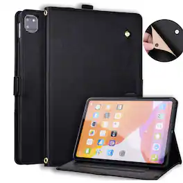 Dteck - Case For Apple iPad Pro 13-inch (M5) 2025/(M4) 2024 Business Premium Leather Folio Adjustable Stand Card Slots Cover - Black
