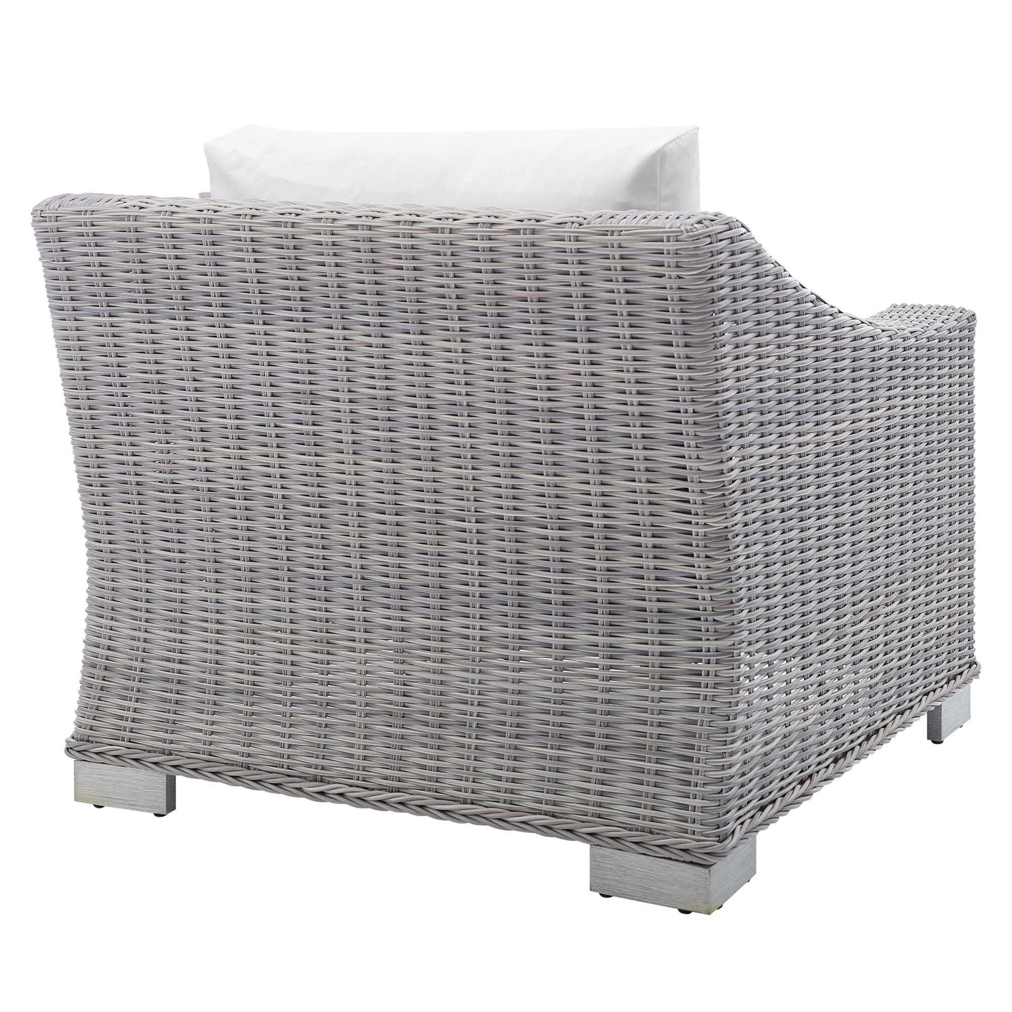Alt View 1. Modway - Conway Outdoor Patio Wicker Rattan Armchair - Light Gray White.