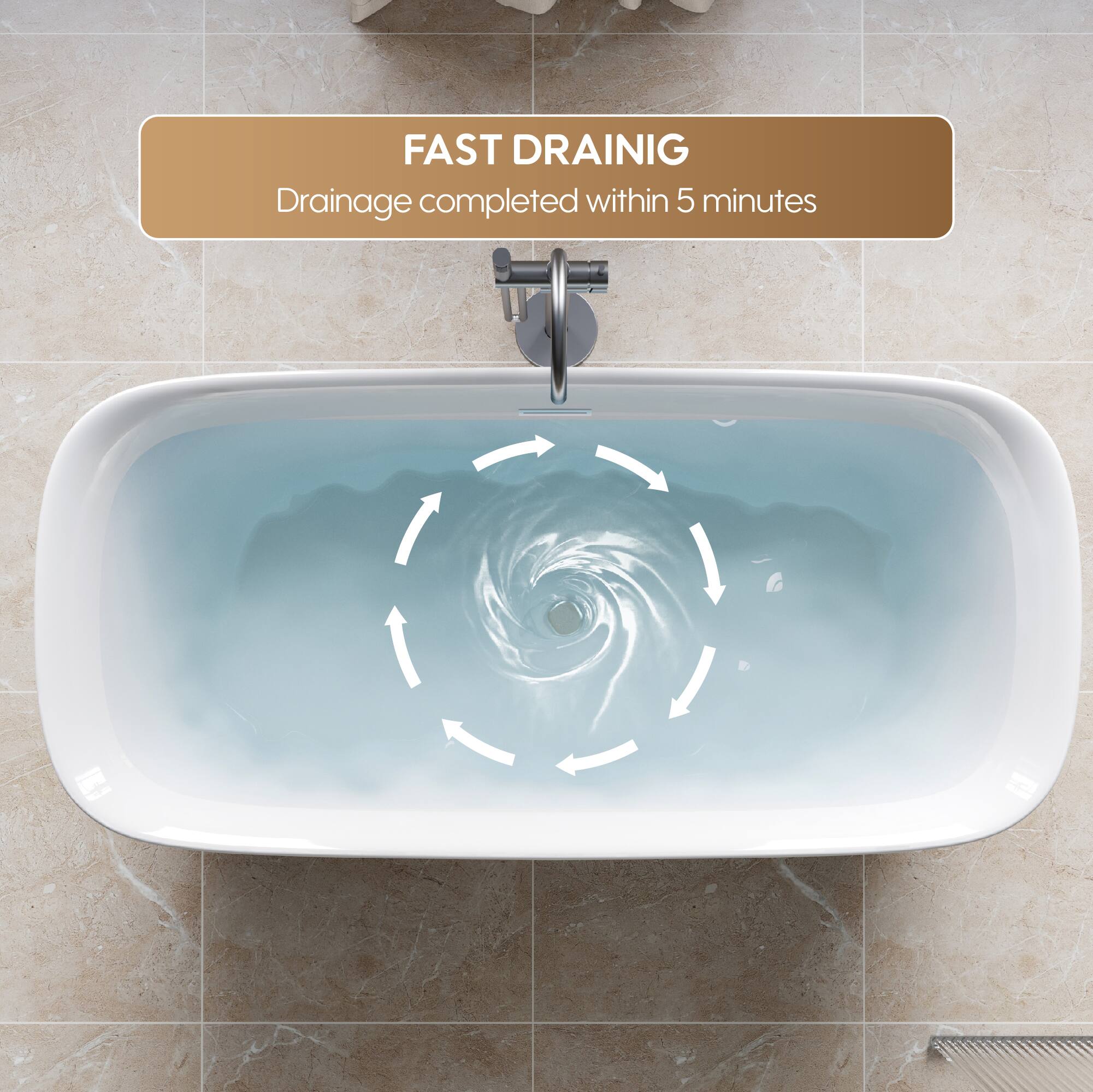 FAST DRAINING  
Drainage completed within 5 minutes