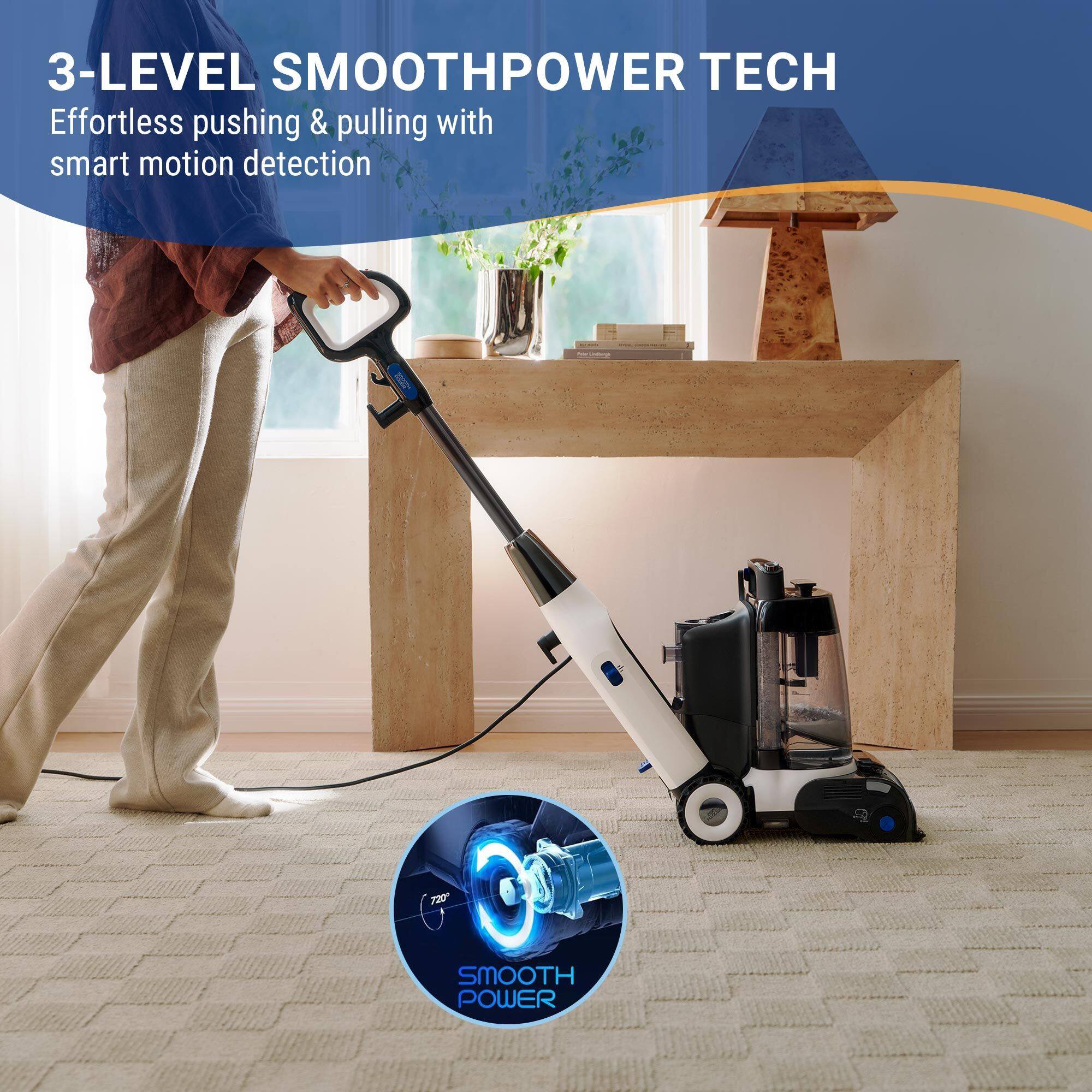 3-LEVEL SMOOTHPOWER TECH  
Effortless pushing & pulling with smart motion detection