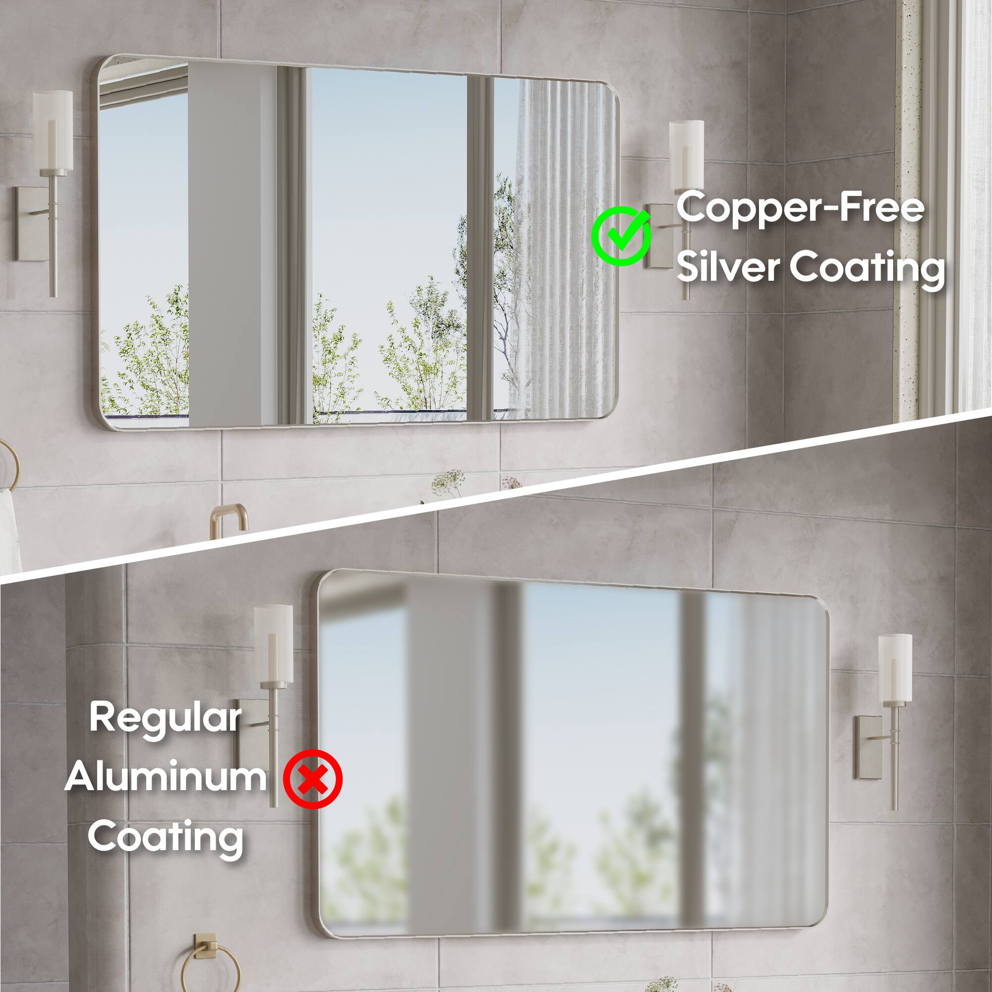 Copper-Free Silver Coating  
Regular Aluminum Coating