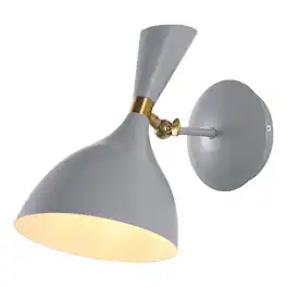 Jonathan Y - Josef 10" Adjustable Iron Retro LED Wall Sconce, Gray - Gray/Brass Gold
