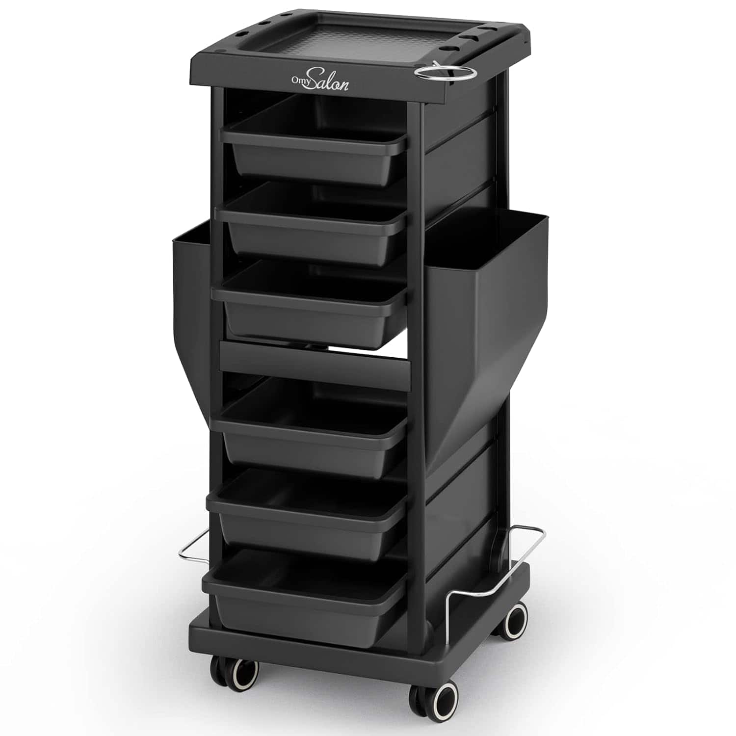 Winado - Salon Trolley Mobile Hair Stylist Cart Rolling Cart with 6 Drawers, Hair Dryer Holder & Wheels for Beauty, Barber Shops - Black