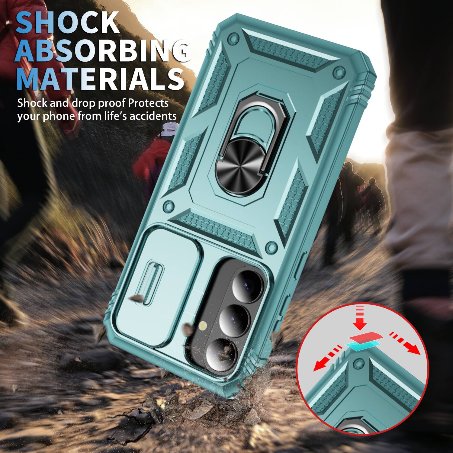 SHOCK ABSORBING MATERIALS  
Shock and drop proof  
Protects your phone from life's accidents