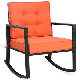 Kadyn - Patio Rattan RockerOutdoor Glider Rocking Chair Cushion LawnOutdoor Furniture for PorchBackyardIndoor and Garden - Orange