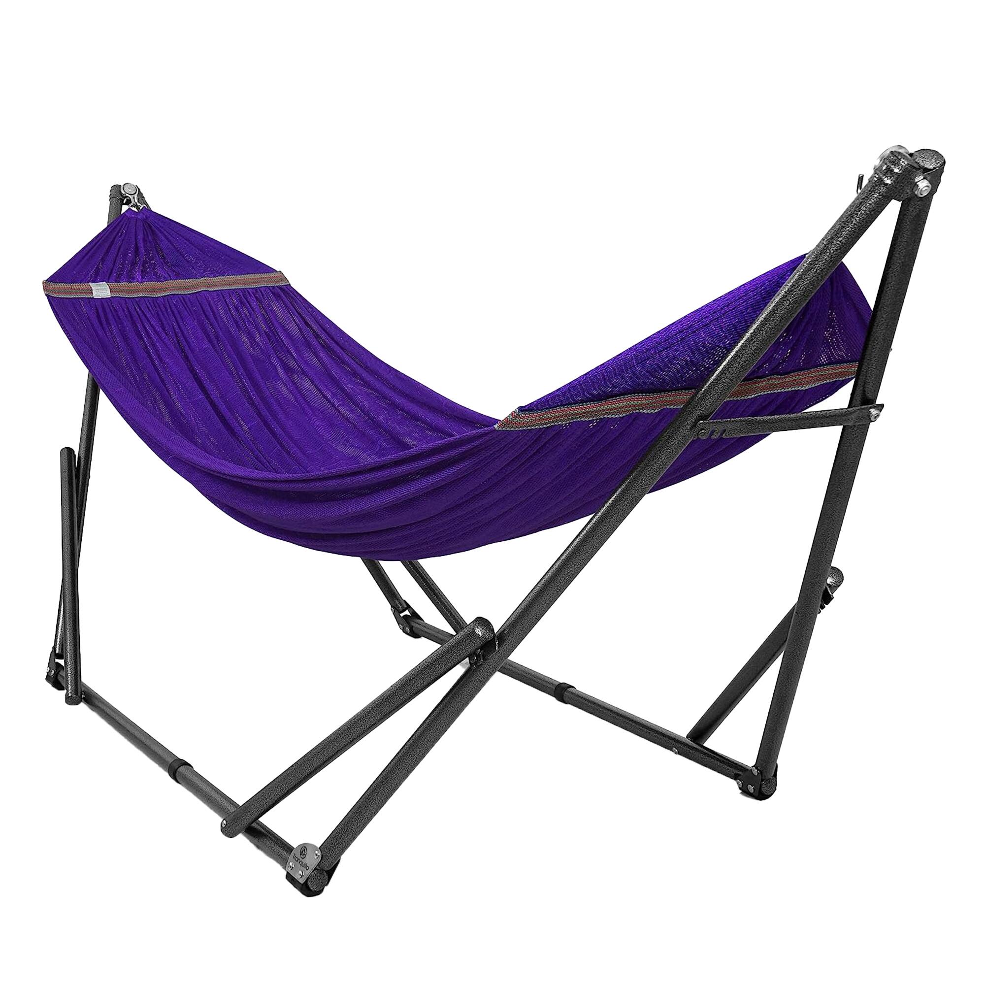 Alt View 1. Tranquillo - Tranquillo Universal 106.5" Double Hammock with Adjustable Stand and Bag, Purple - Purple.