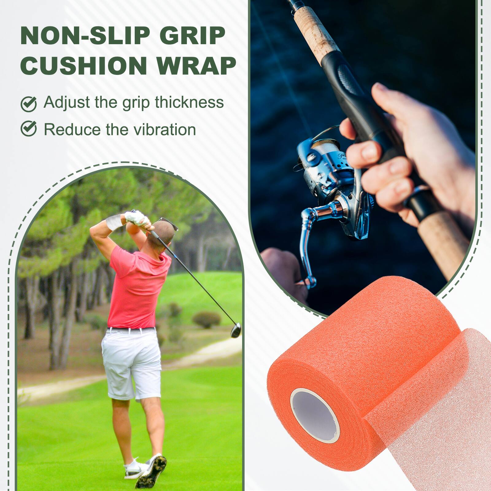 NON-SLIP GRIP CUSHION WRAP

- Adjust the grip thickness
- Reduce the vibration