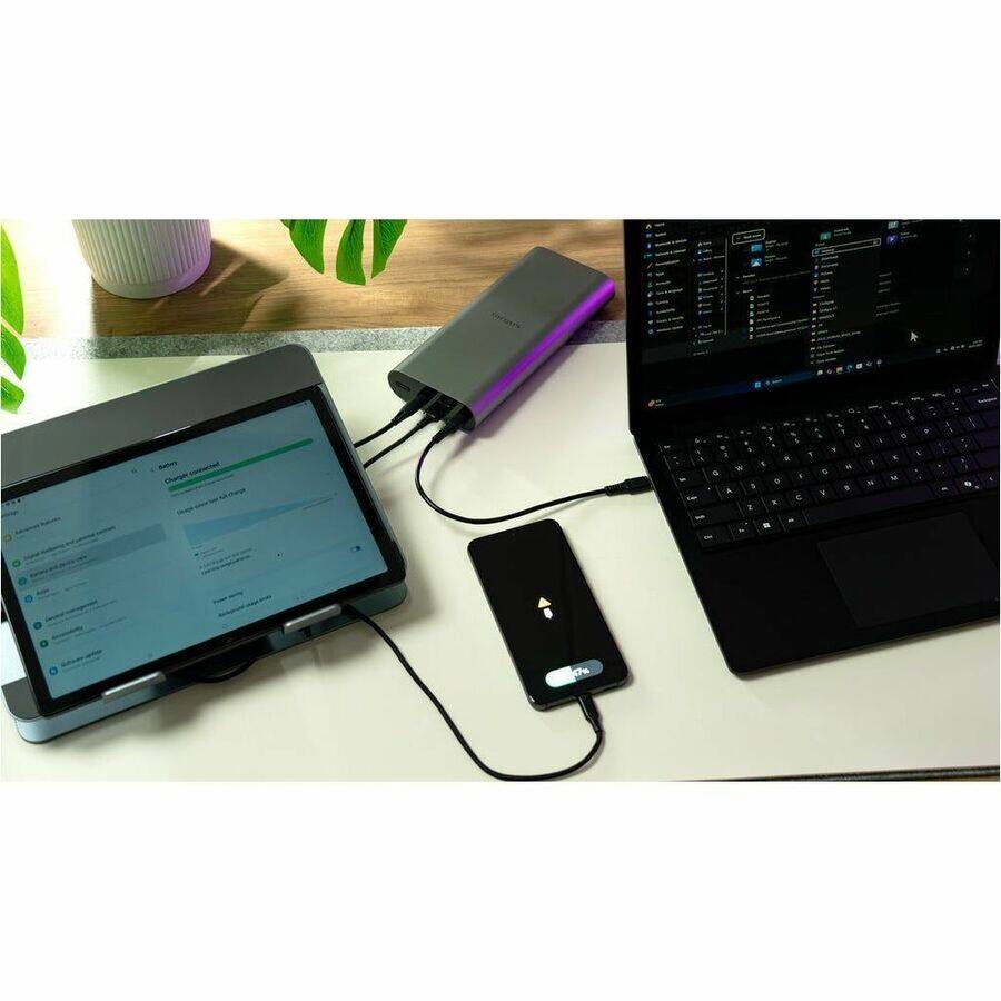 Alt View 4. Targus - Targus® 140W USB-C Portable Power Bank - For Notebook, Tablet, Smartphone - 24000 mAh - 140 W - USB Type-C Connector.