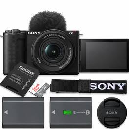 Bundle - Sony - ZV-E10 II Camera with 16-50mm Lens, Extra Battery, 64GB Card & Strap - Black