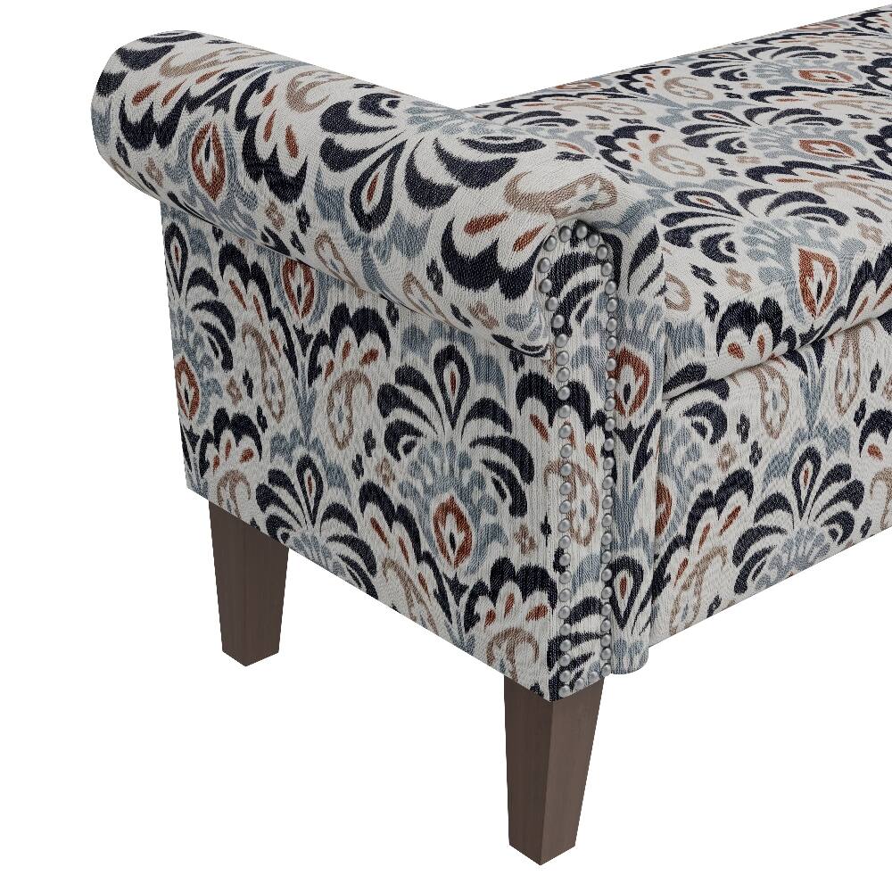 Alt View 4. Ropilly - Ropilly Floral Storage Ottoman Bench with Rolled Arms and Hinged Top, Upholstered Entryway Seating - Floral.